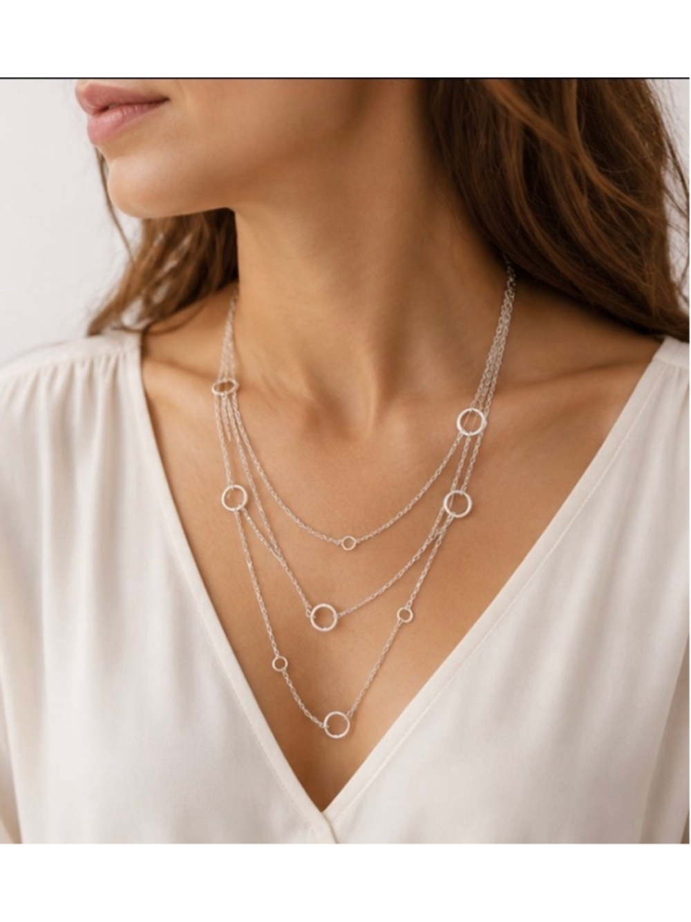 Women's Joan Rivers Silver Tone Multi-Strand Circle Necklace